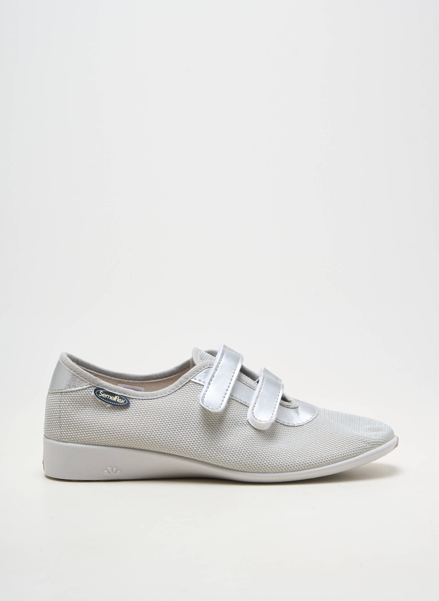 Chaussures de confort semi compensé talon plat jusqu'à 3cm argent SEMELFLEX femme