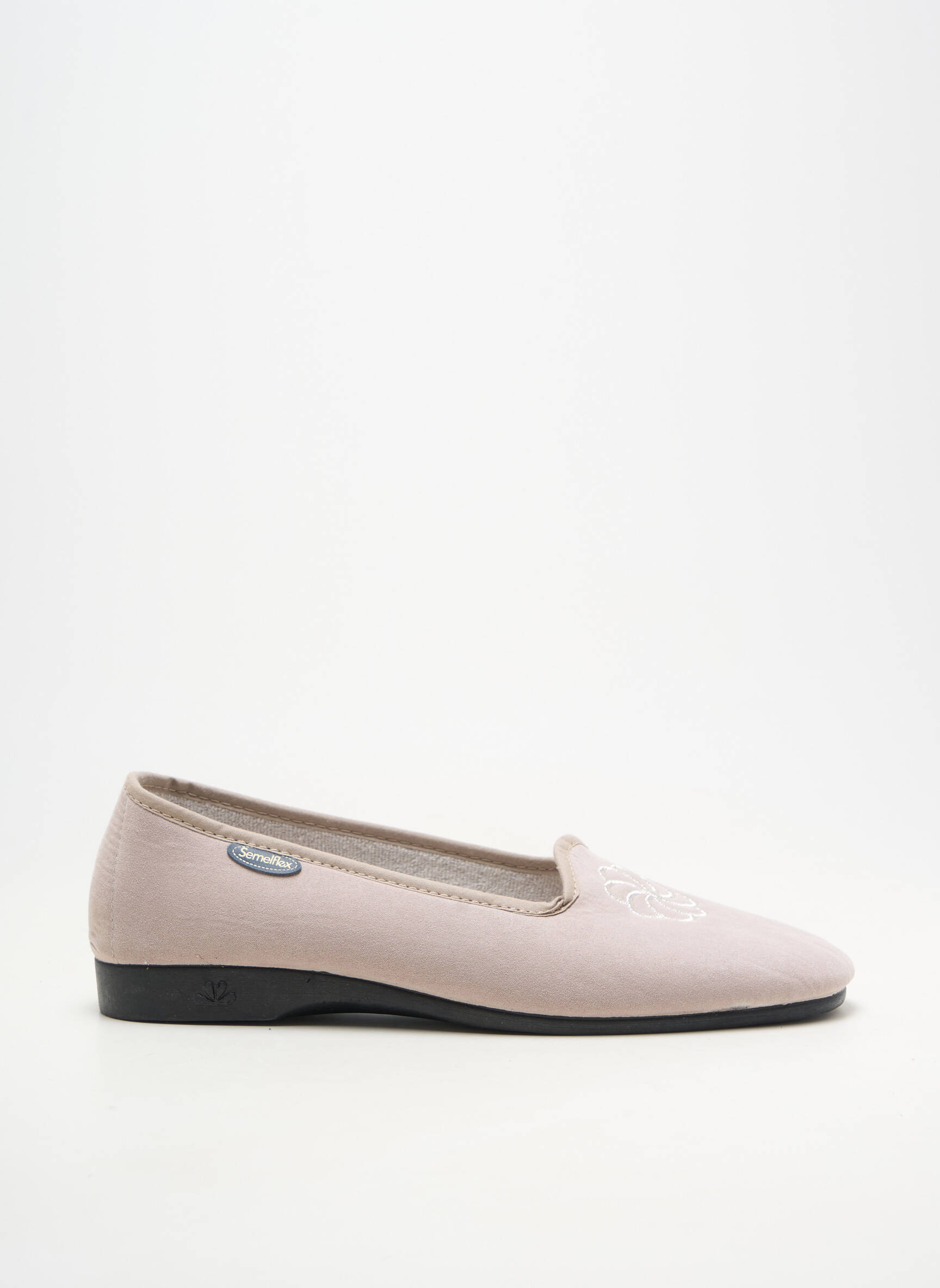 Chaussons/pantoufles bout rond talon plat jusqu'à 3cm gris SEMELFLEX femme