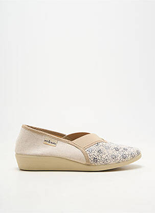 Chaussons/pantoufles bout rond talon plat jusqu'à 3cm beige SOIR ET MATIN femme