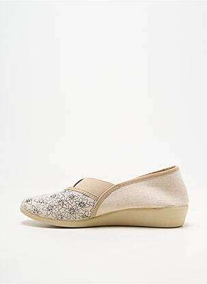 Chaussons/pantoufles bout rond talon plat jusqu'à 3cm beige SOIR ET MATIN femme