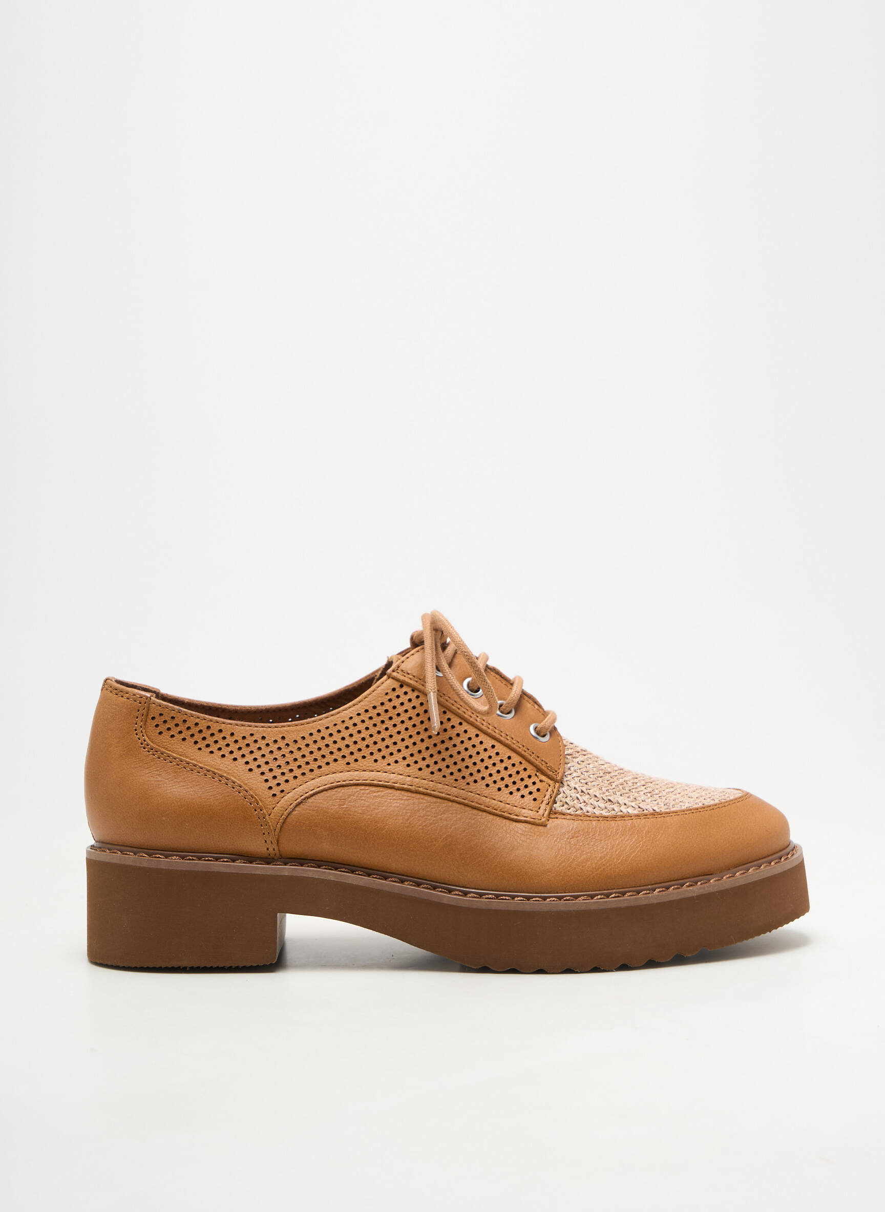 Derbies matière lisse talon de 4 à 6cm marron EMILIE KARSTON femme