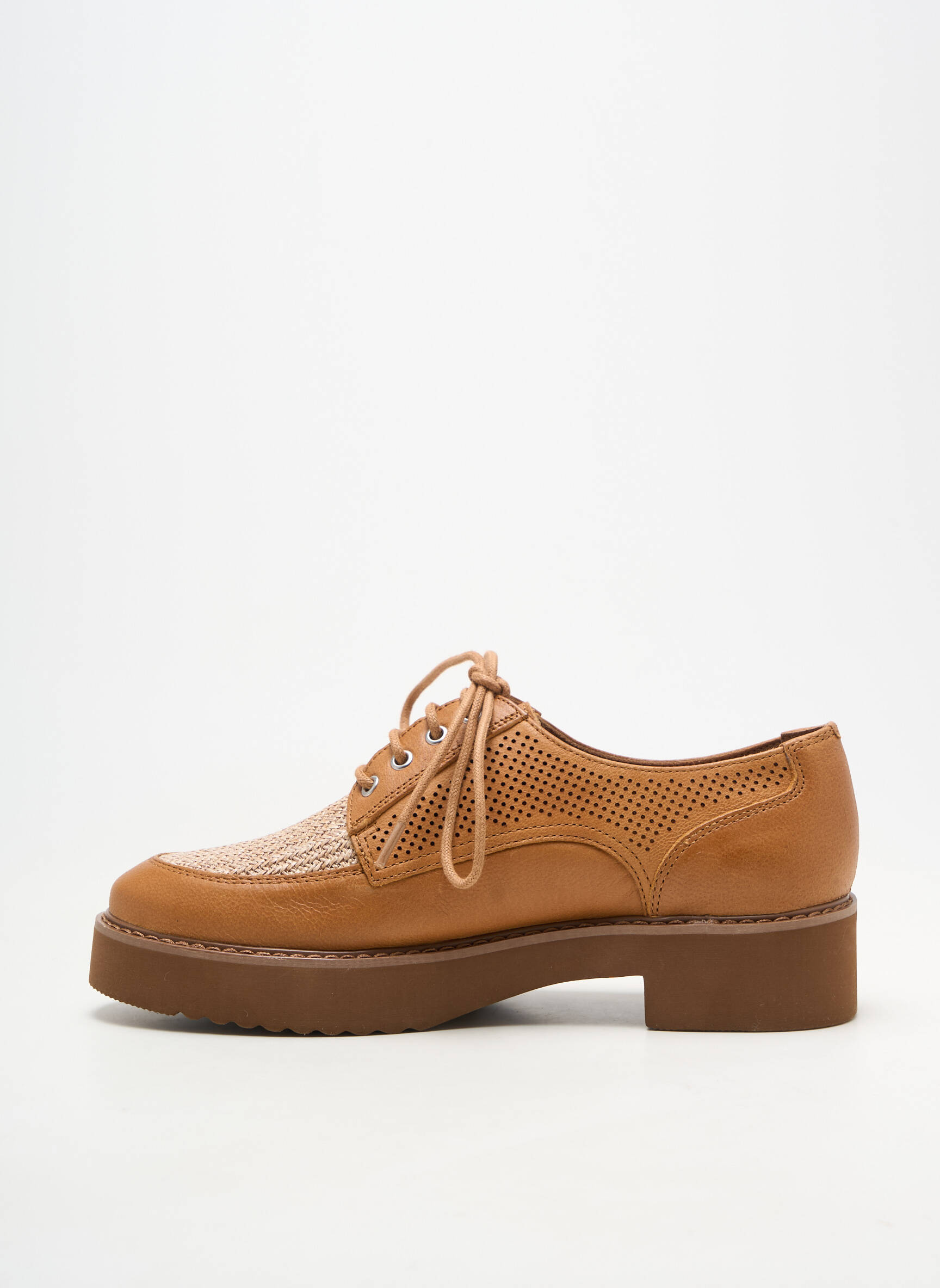 Derbies matière lisse talon de 4 à 6cm marron EMILIE KARSTON femme