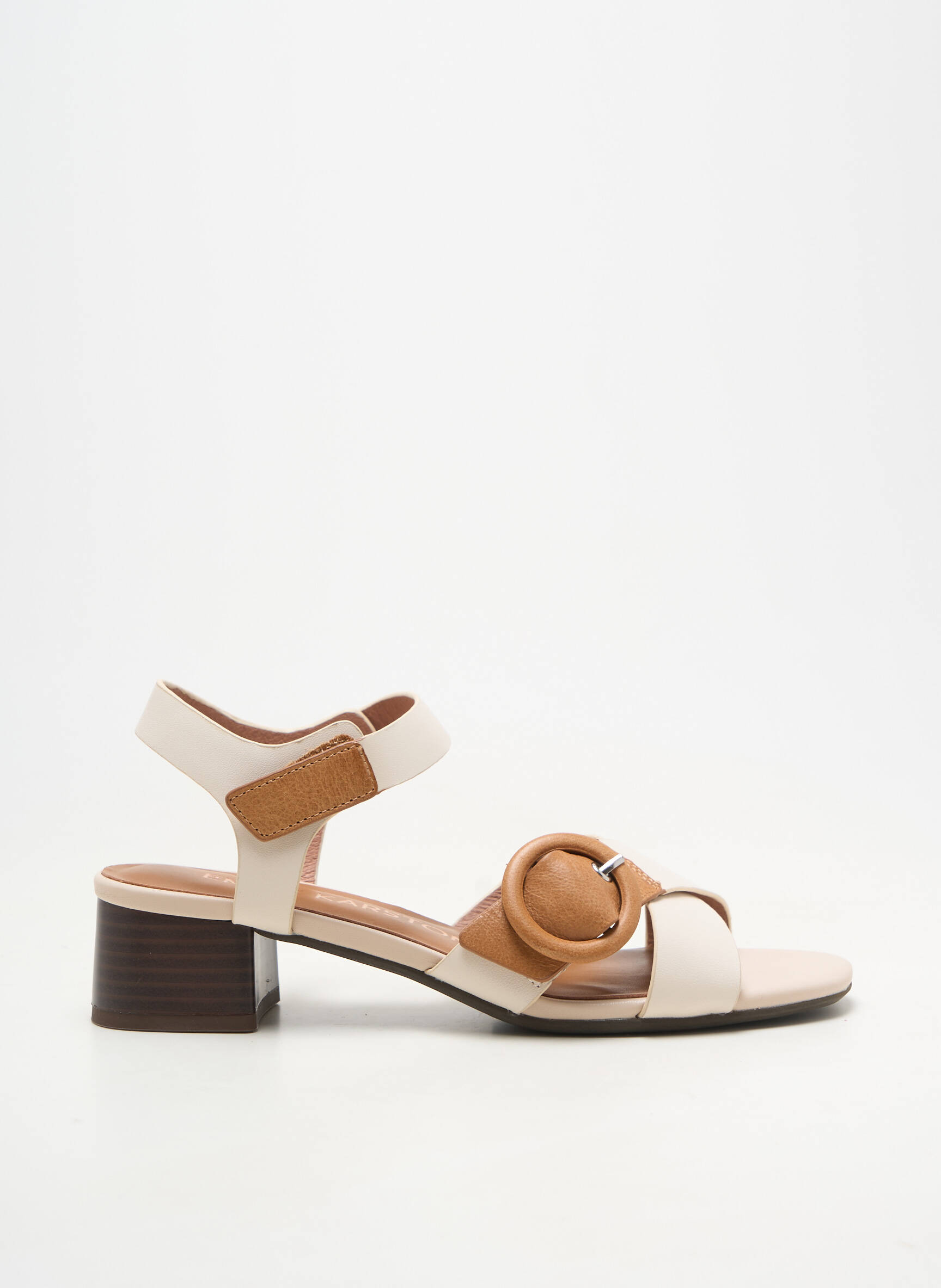 Sandales/nu pieds matière lisse talon de 4 à 6cm beige EMILIE KARSTON femme