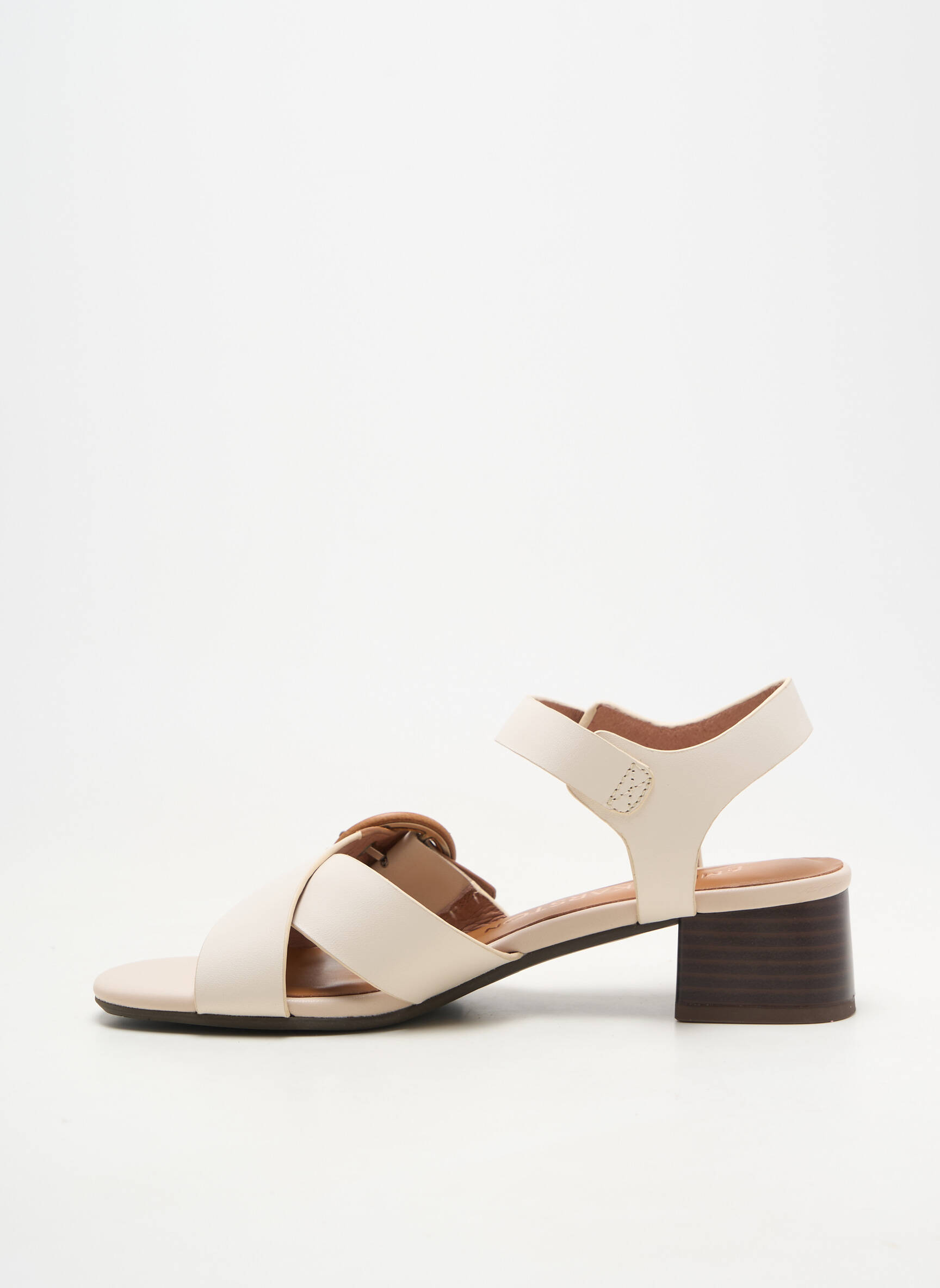 Sandales/nu pieds matière lisse talon de 4 à 6cm beige EMILIE KARSTON femme