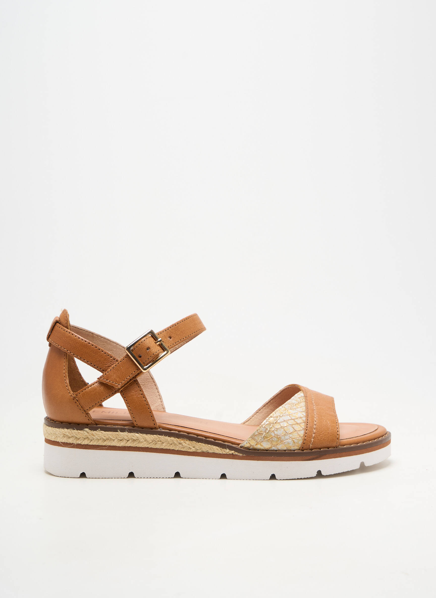 Sandales/nu pieds matière lisse talon plat jusqu'à 3cm marron EMILIE KARSTON femme