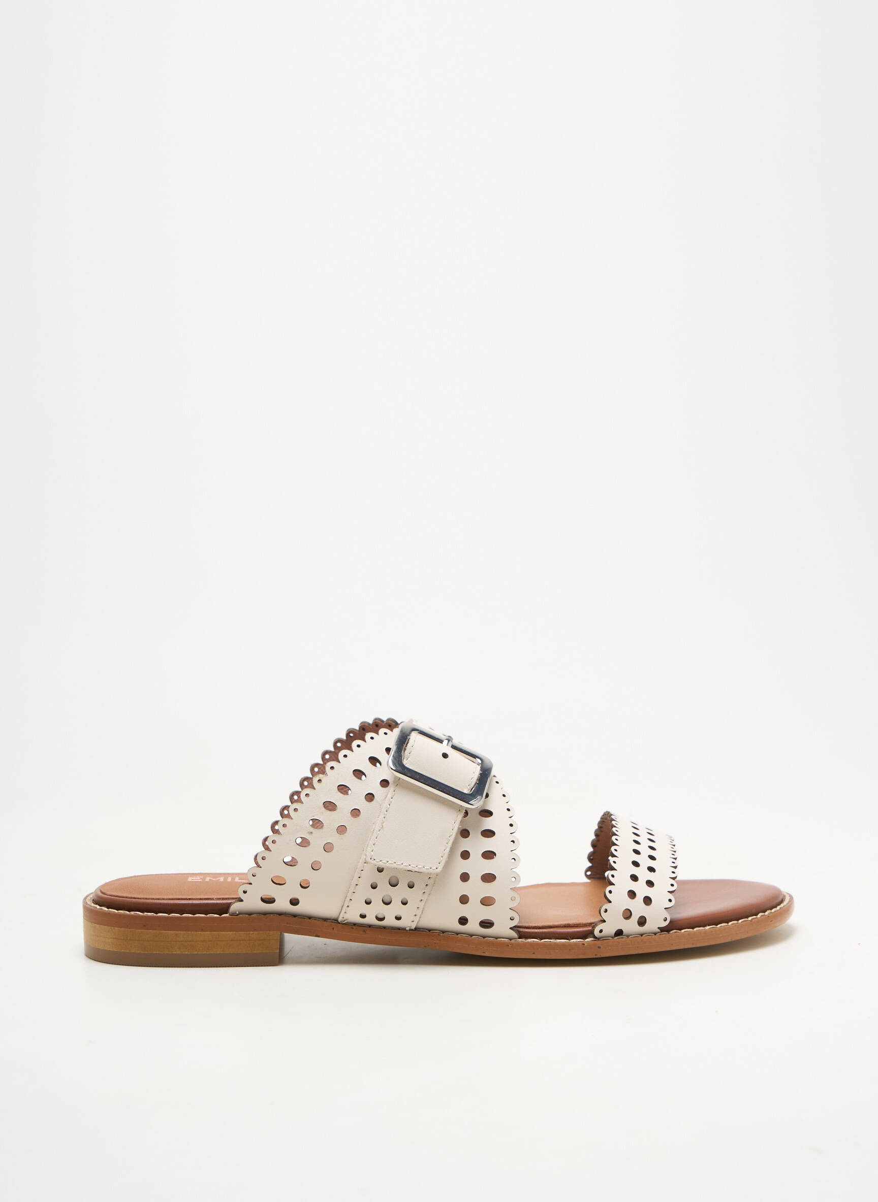 Mules/sabots matière lisse talon plat jusqu'à 3cm beige EMILIE KARSTON femme