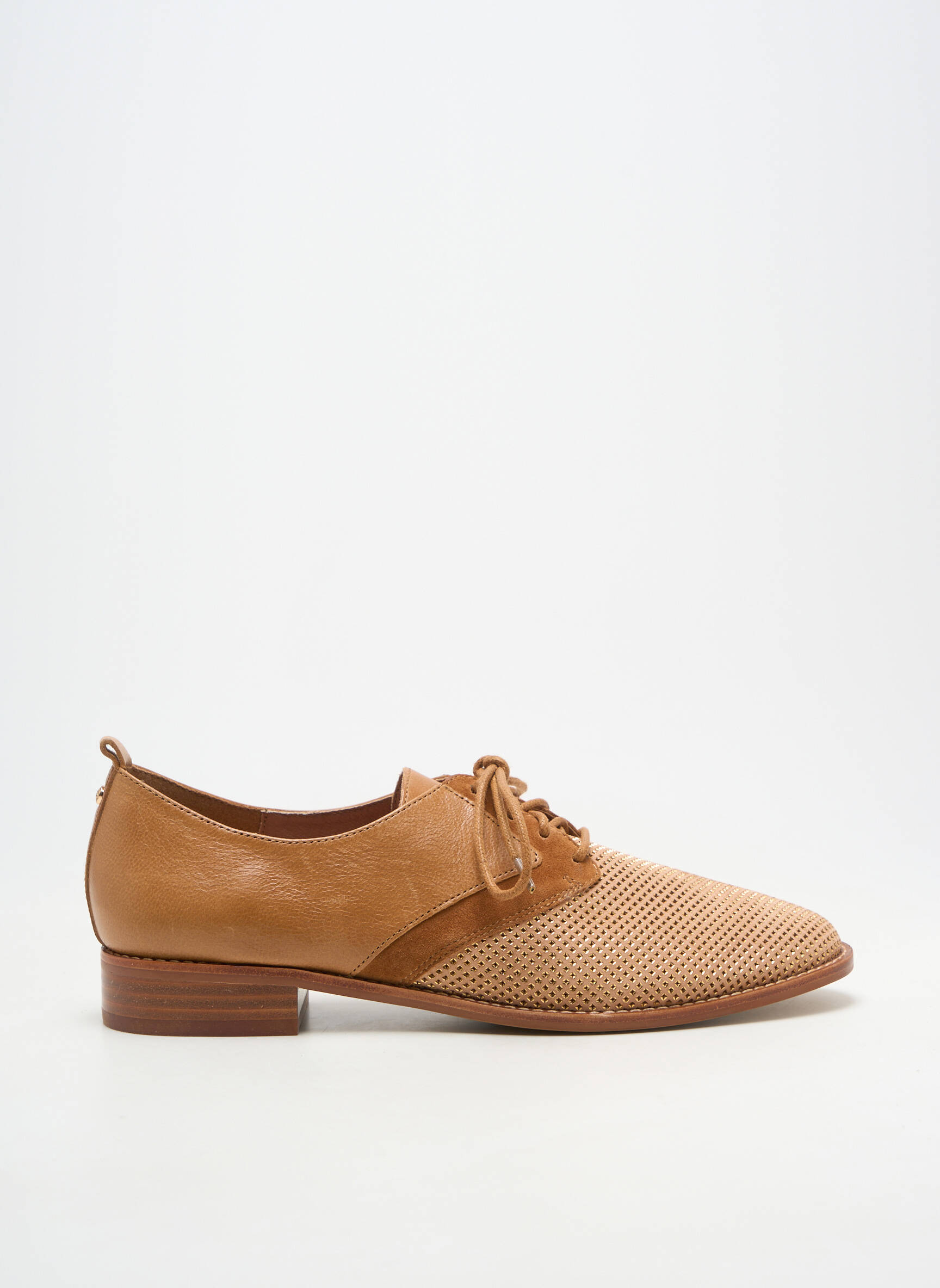 Derbies tissage satiné talon plat jusqu'à 3cm marron EMILIE KARSTON femme