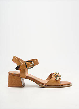 Sandales/nu pieds matière lisse talon de 4 à 6cm marron EMILIE KARSTON femme