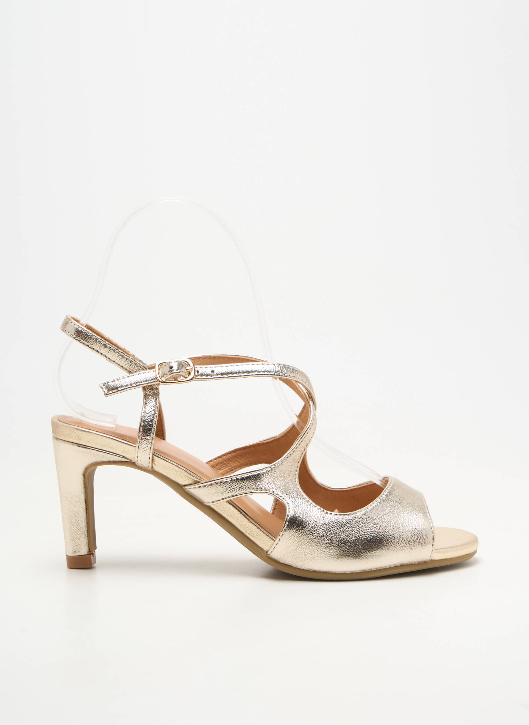 Sandales/nu pieds matière lisse talon de 7 à 9cm or EMILIE KARSTON femme
