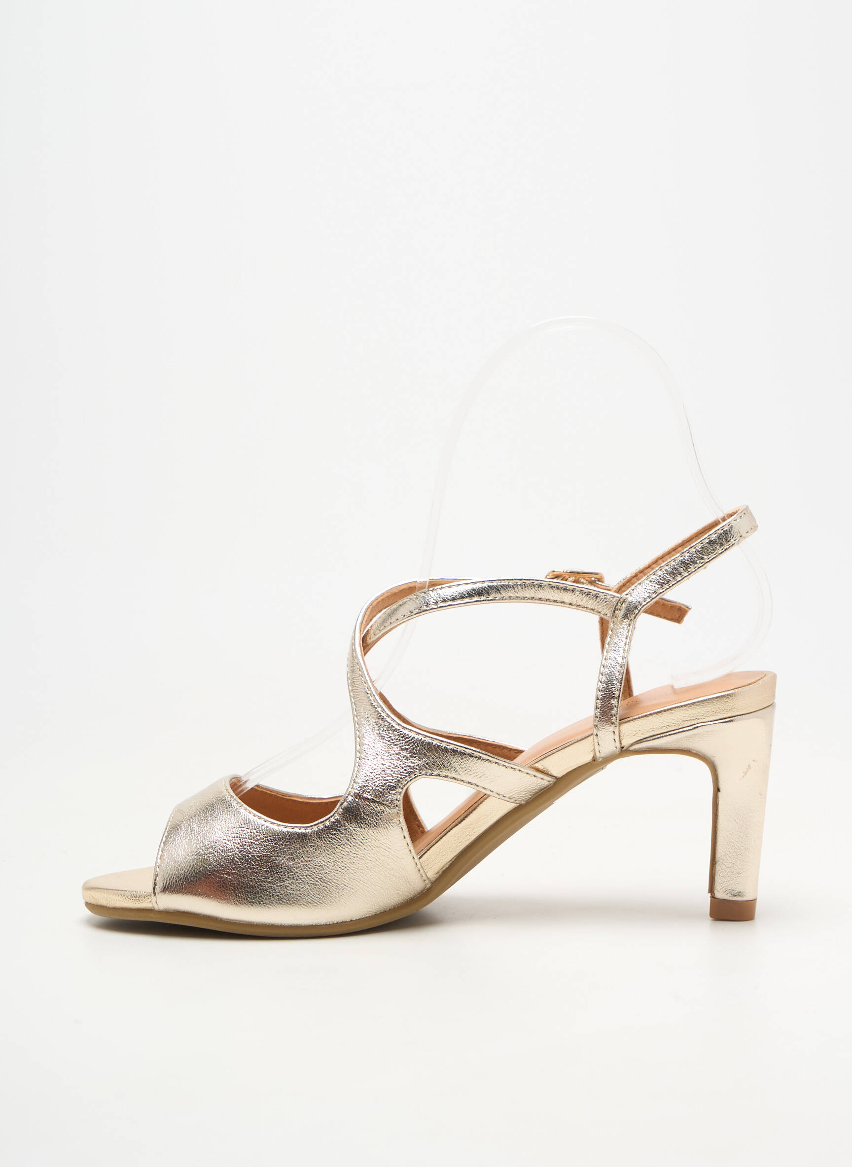 Sandales/nu pieds matière lisse talon de 7 à 9cm or EMILIE KARSTON femme