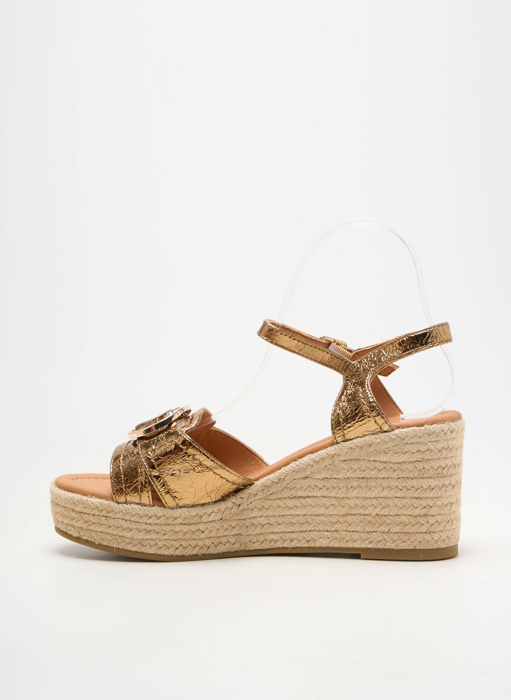 Espadrilles fermeture boucle(s) talon de 7 à 9cm or EMILIE KARSTON femme