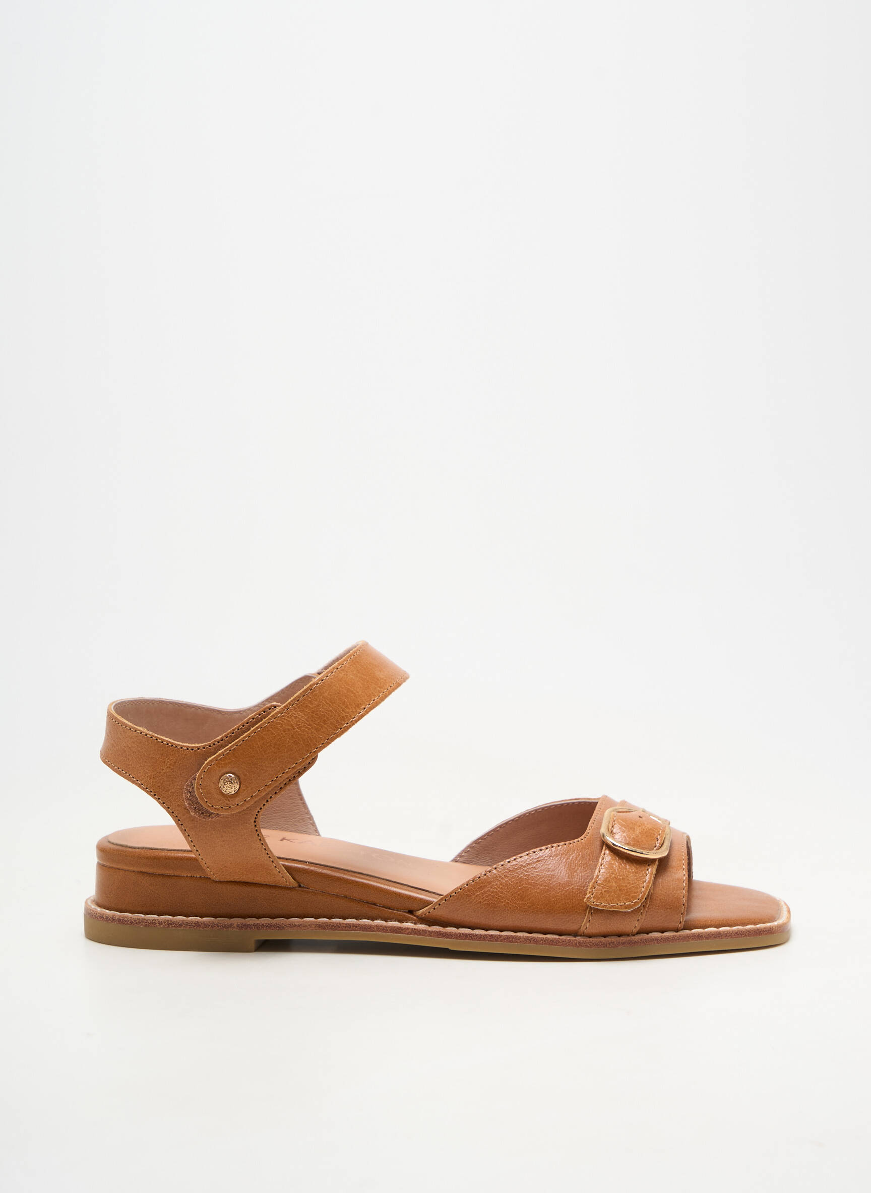 Sandales/nu pieds matière lisse talon plat jusqu'à 3cm marron EMILIE KARSTON femme