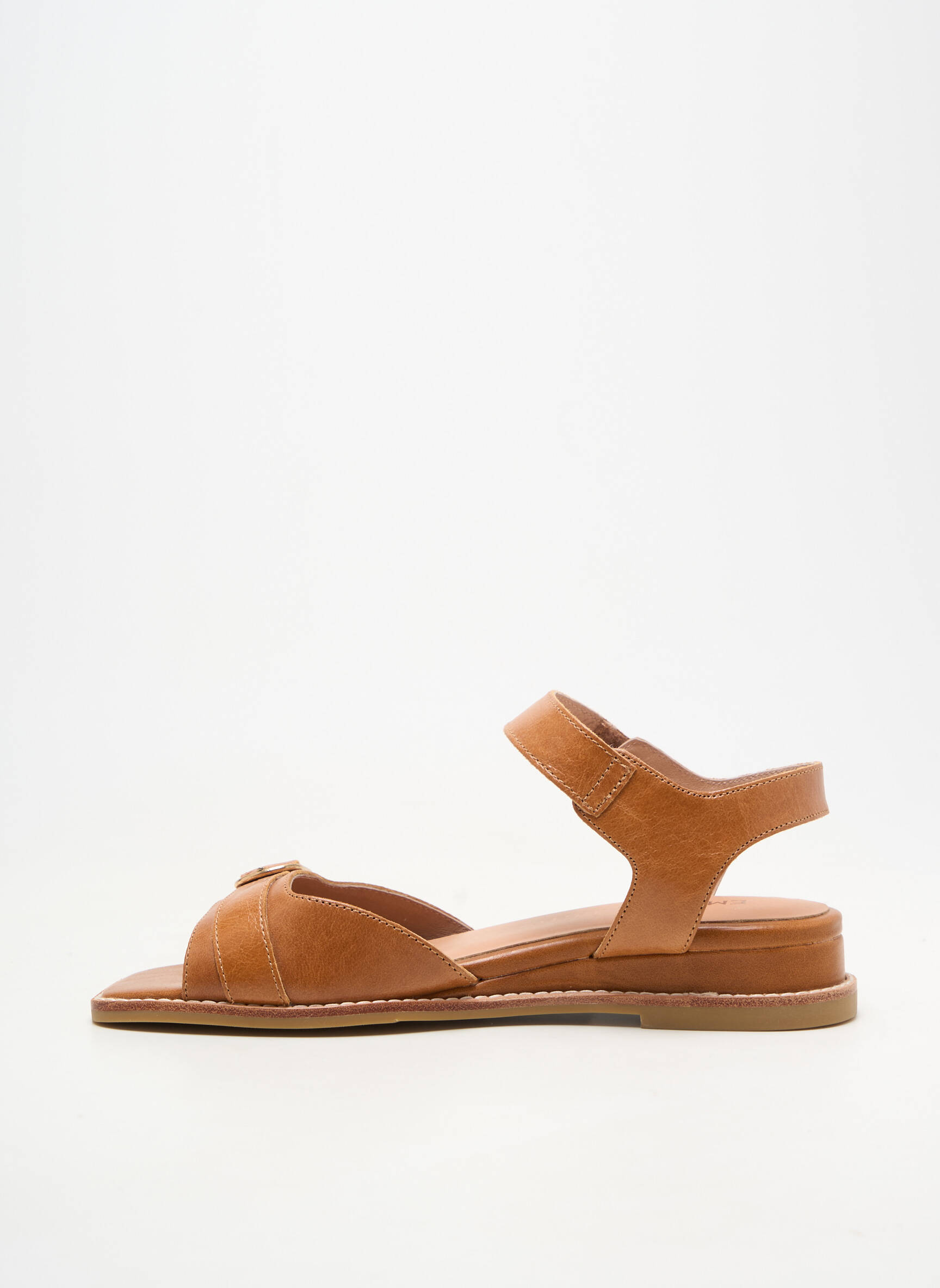 Sandales/nu pieds matière lisse talon plat jusqu'à 3cm marron EMILIE KARSTON femme