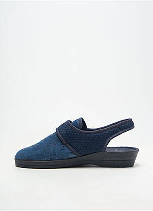 Chaussons/pantoufles fermeture scratch talon plat jusqu'à 3cm bleu SOIR ET MATIN femme