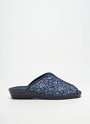 Chaussons/pantoufles tissage satiné talon plat jusqu'à 3cm bleu SOIR ET MATIN femme