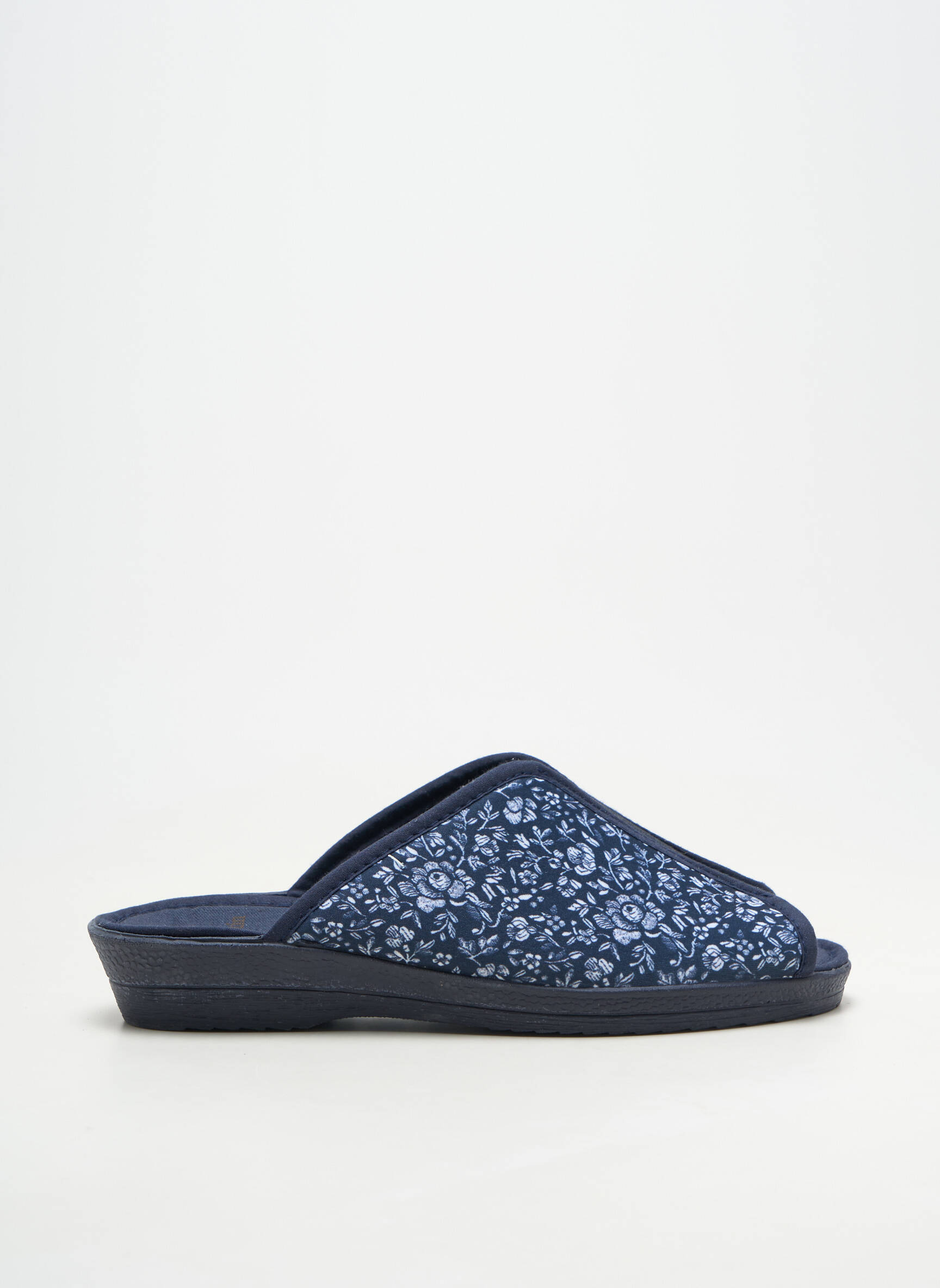 Chaussons/pantoufles tissage satiné talon plat jusqu'à 3cm bleu SOIR ET MATIN femme