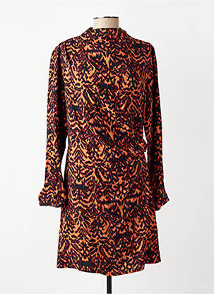 Robe courte manches longues manches longues marron AN' GE femme