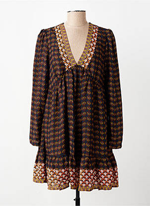 Robe courte manches longues manches longues marron SEE U SOON femme