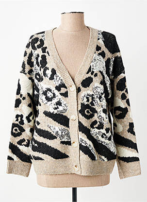 Gilet manches longues resserrée sur le bas beige FRIME femme