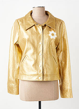 Veste simili cuir fermeture pressionnée or HIPPOCAMPE femme