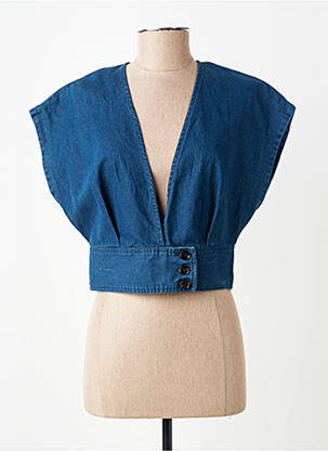 Top stretch manches courtes bleu SEE U SOON femme