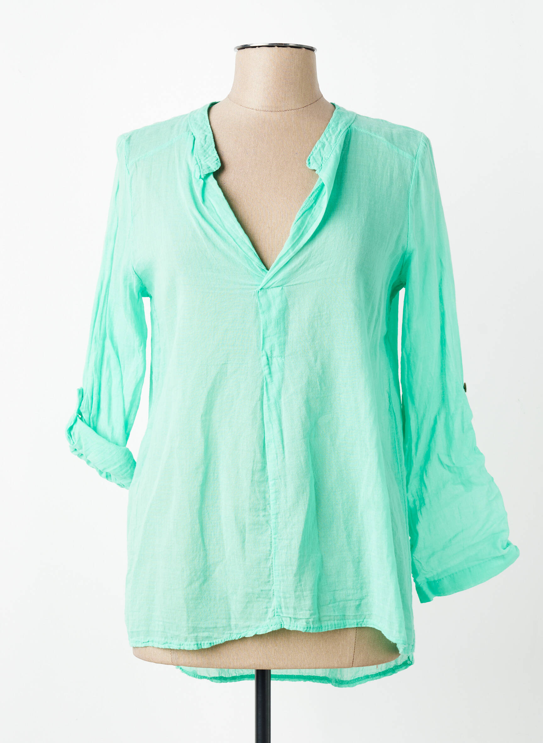 Blouse légère et transparente manches longues vert ALEXANDRE LAURENT femme