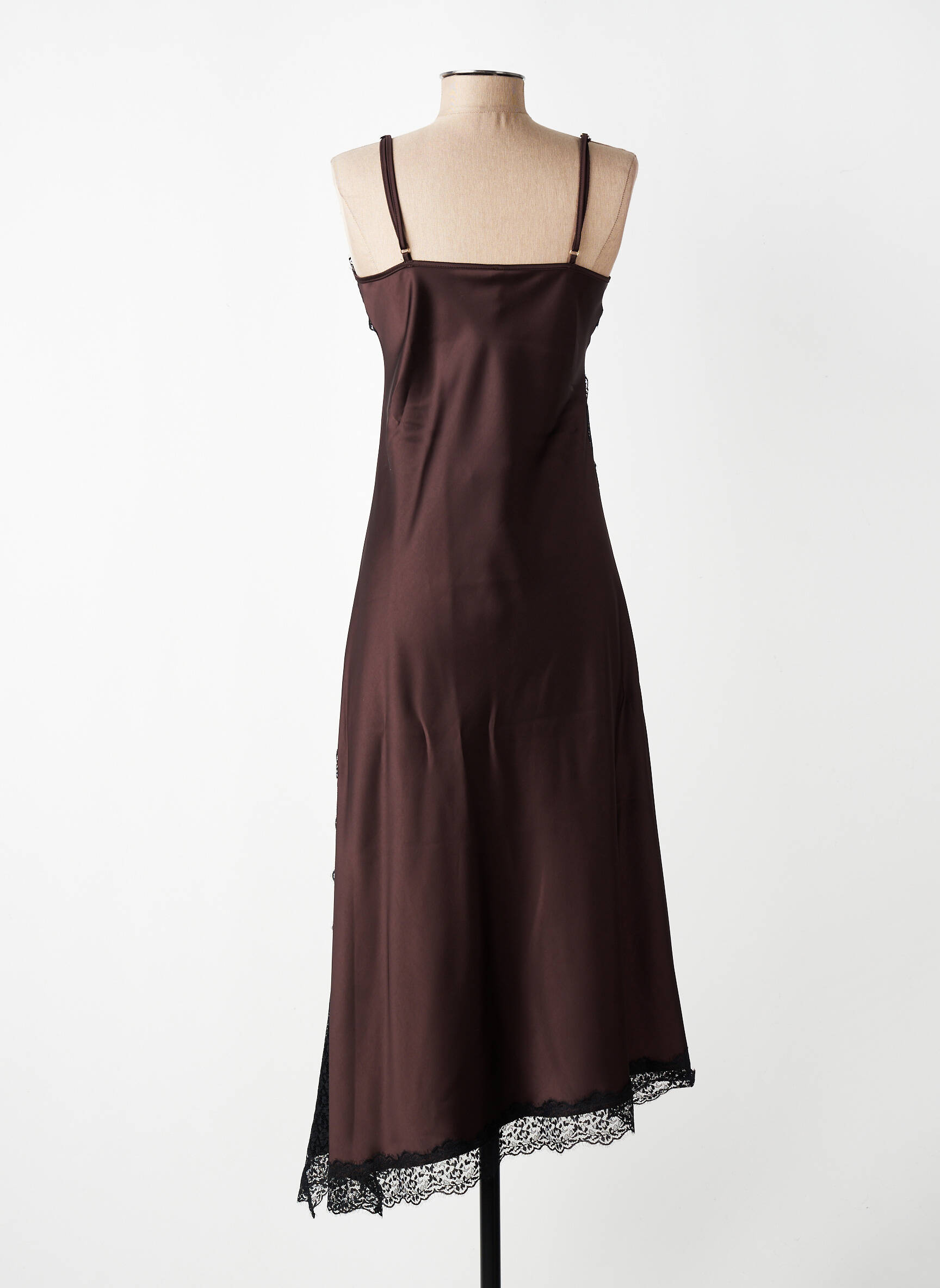 Robe longue fines bretelles fines bretelles marron IMPERIAL femme