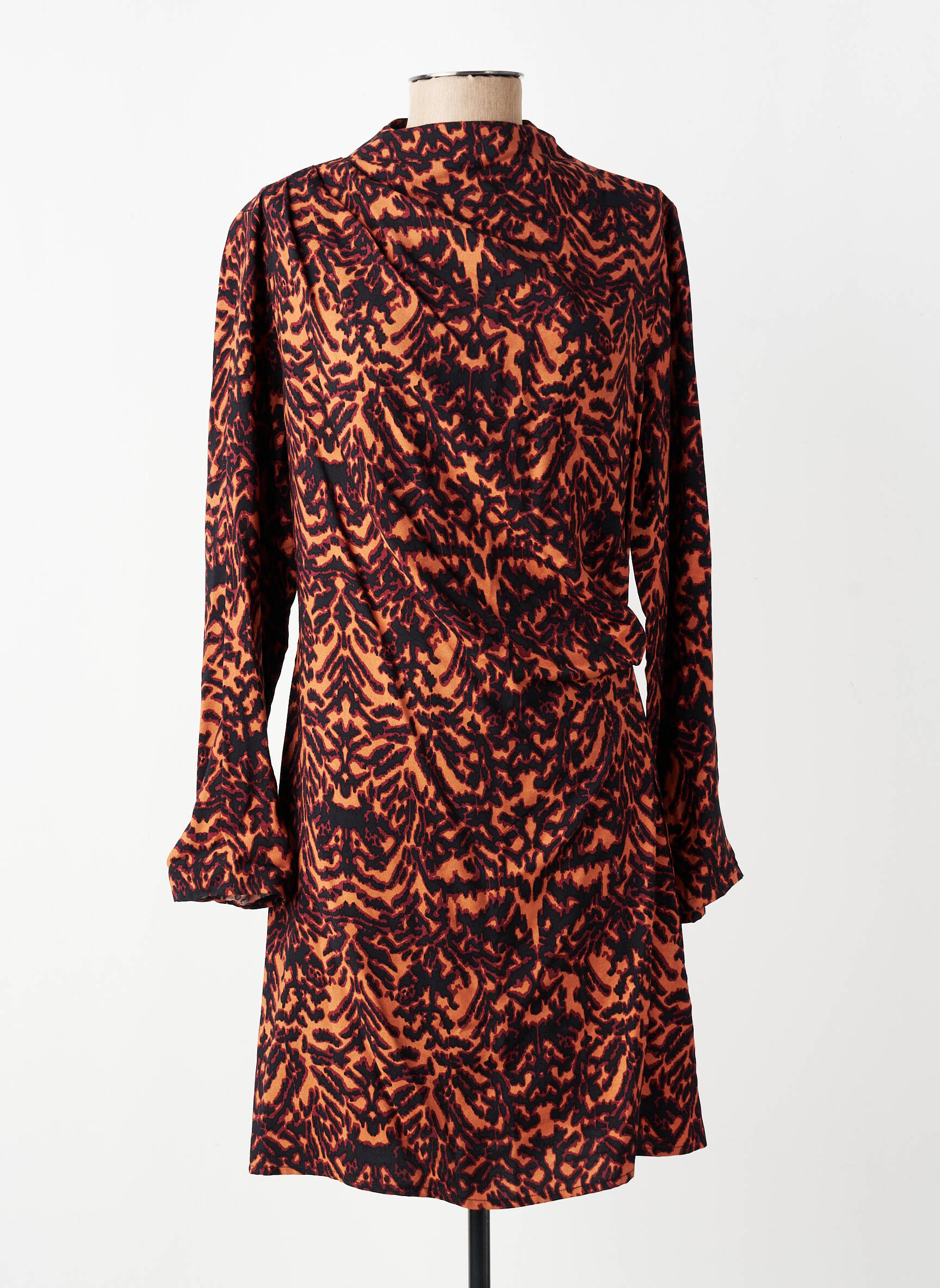 Robe courte manches longues manches longues marron AN' GE femme