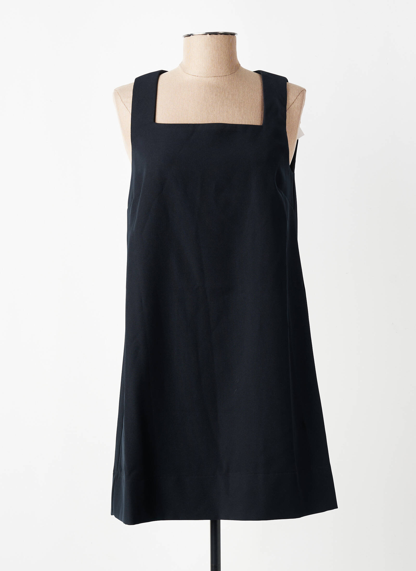 Robe courte tissage crêpe fines bretelles noir AN' GE femme