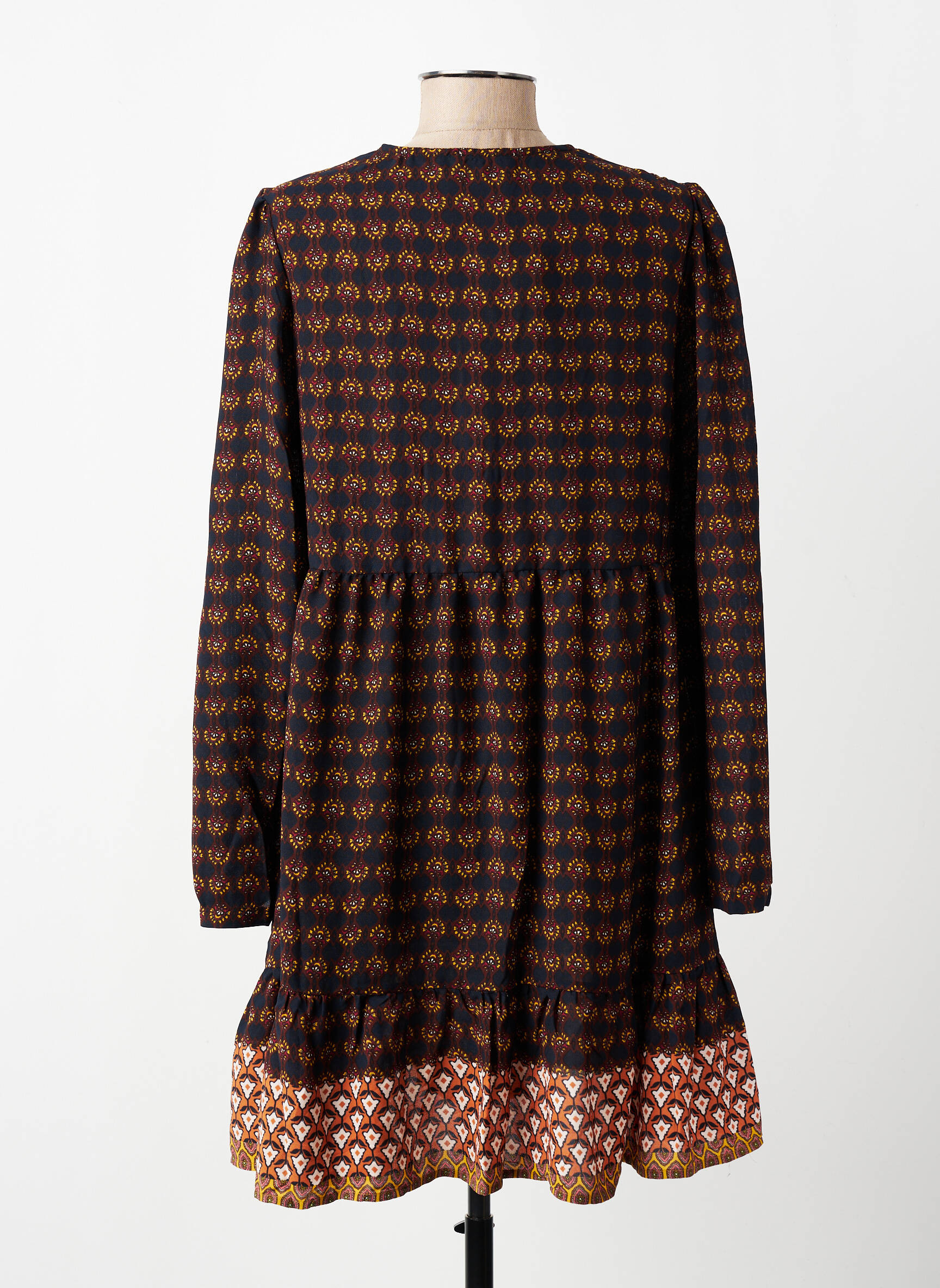 Robe courte manches longues manches longues marron SEE U SOON femme