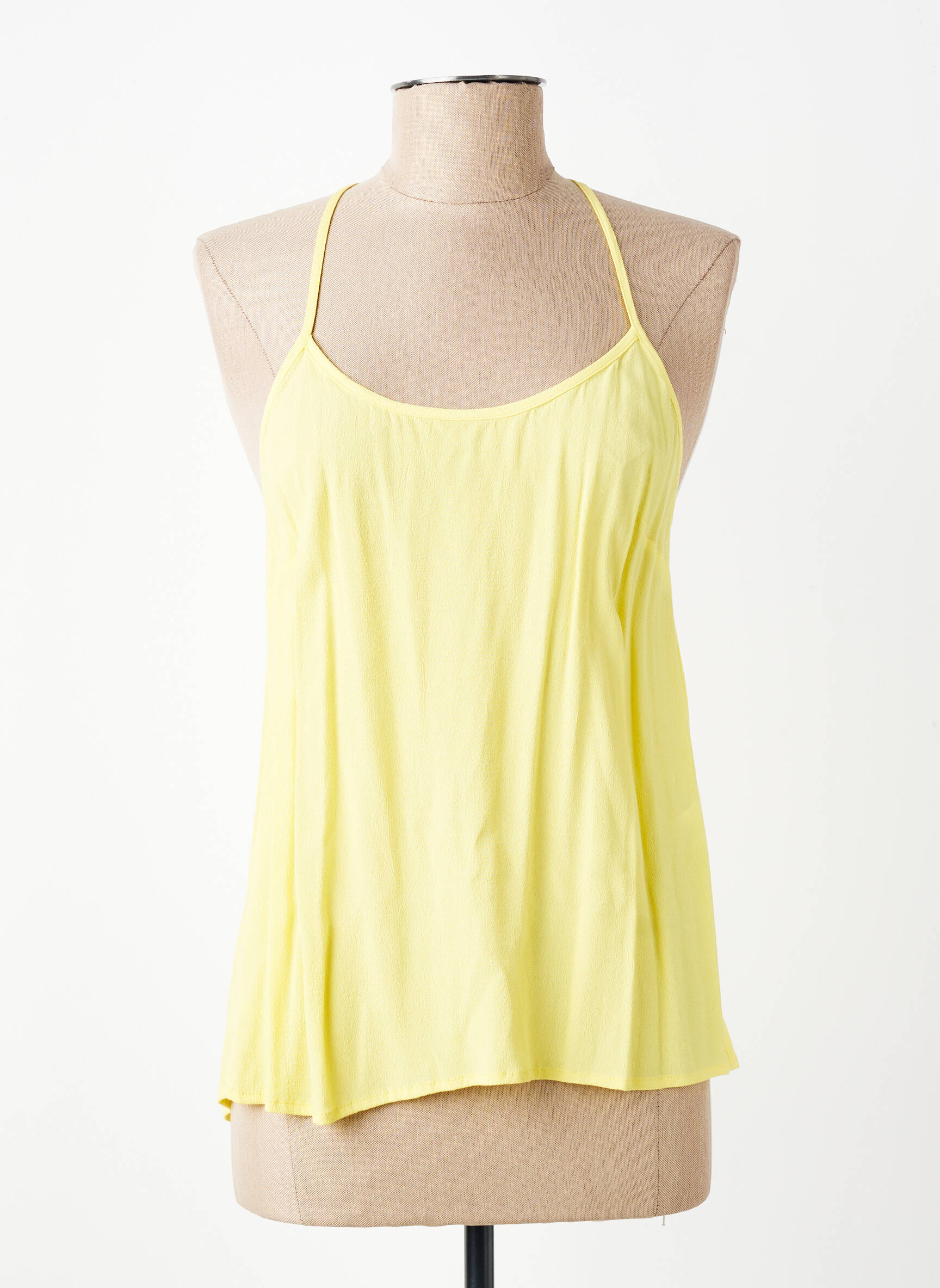 T-shirt coupe droite fines bretelles jaune SEE U SOON femme