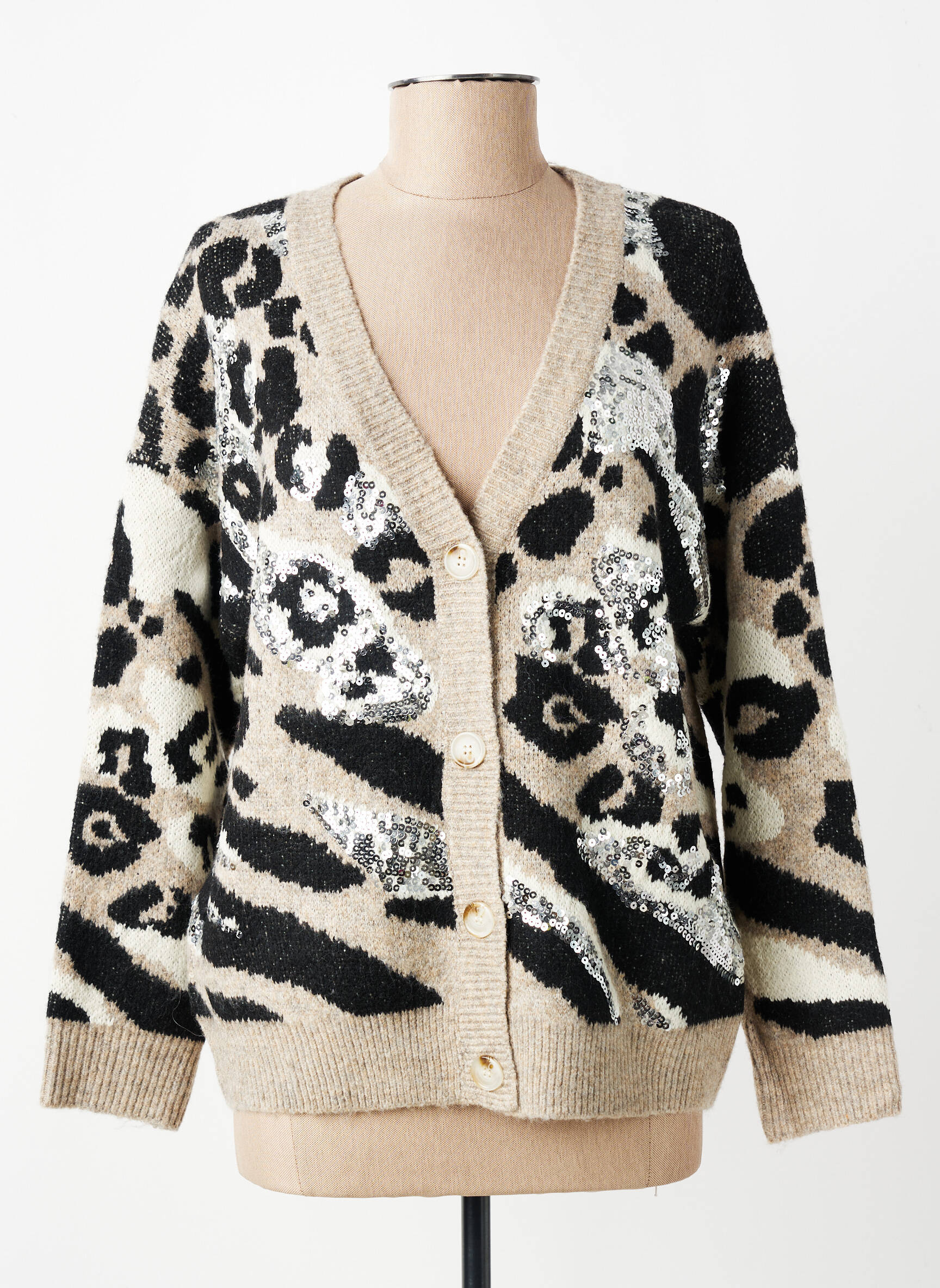 Gilet manches longues resserrée sur le bas beige FRIME femme