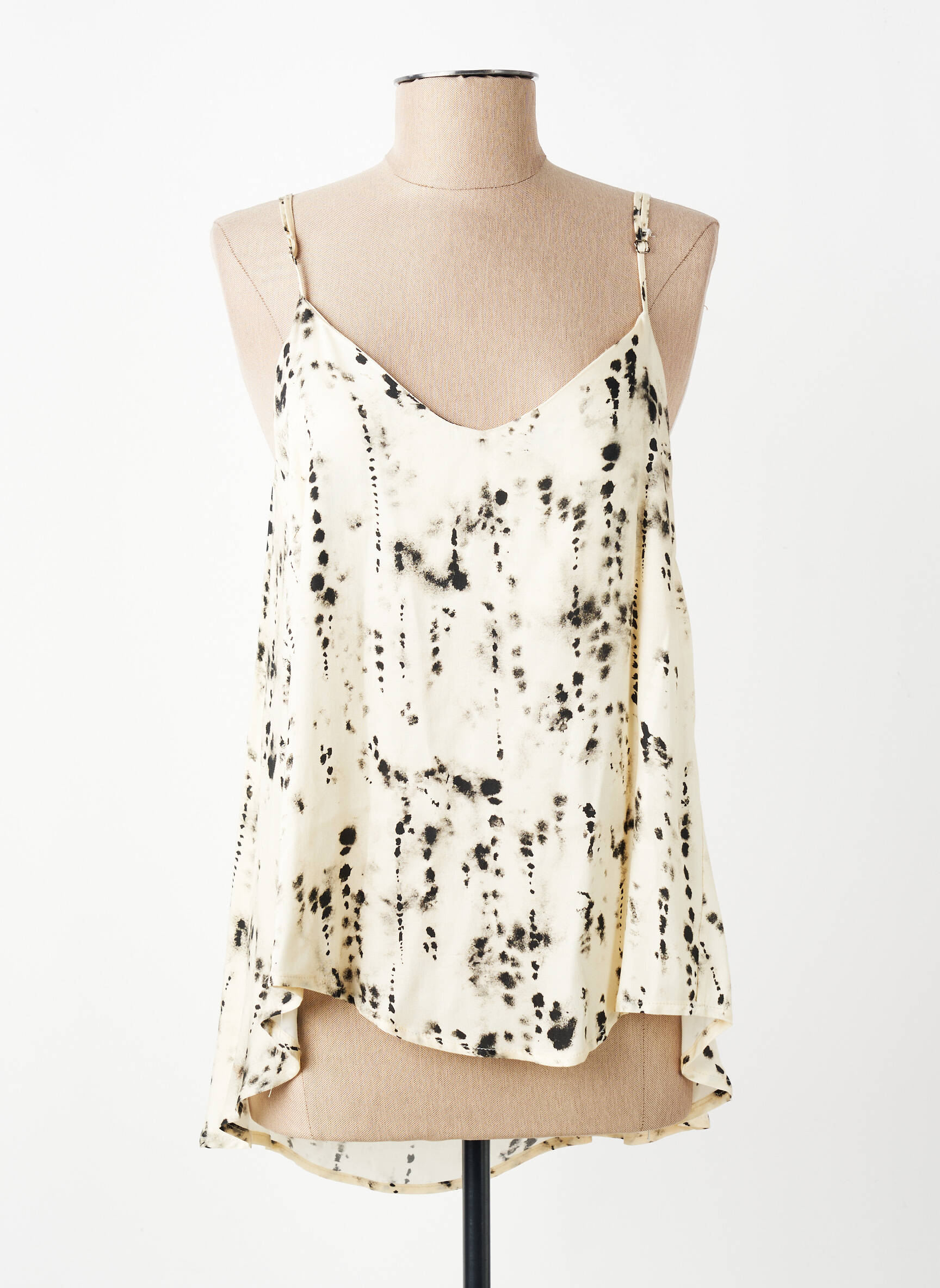 T-shirt imprimé fantaisie fines bretelles beige PLEASE femme