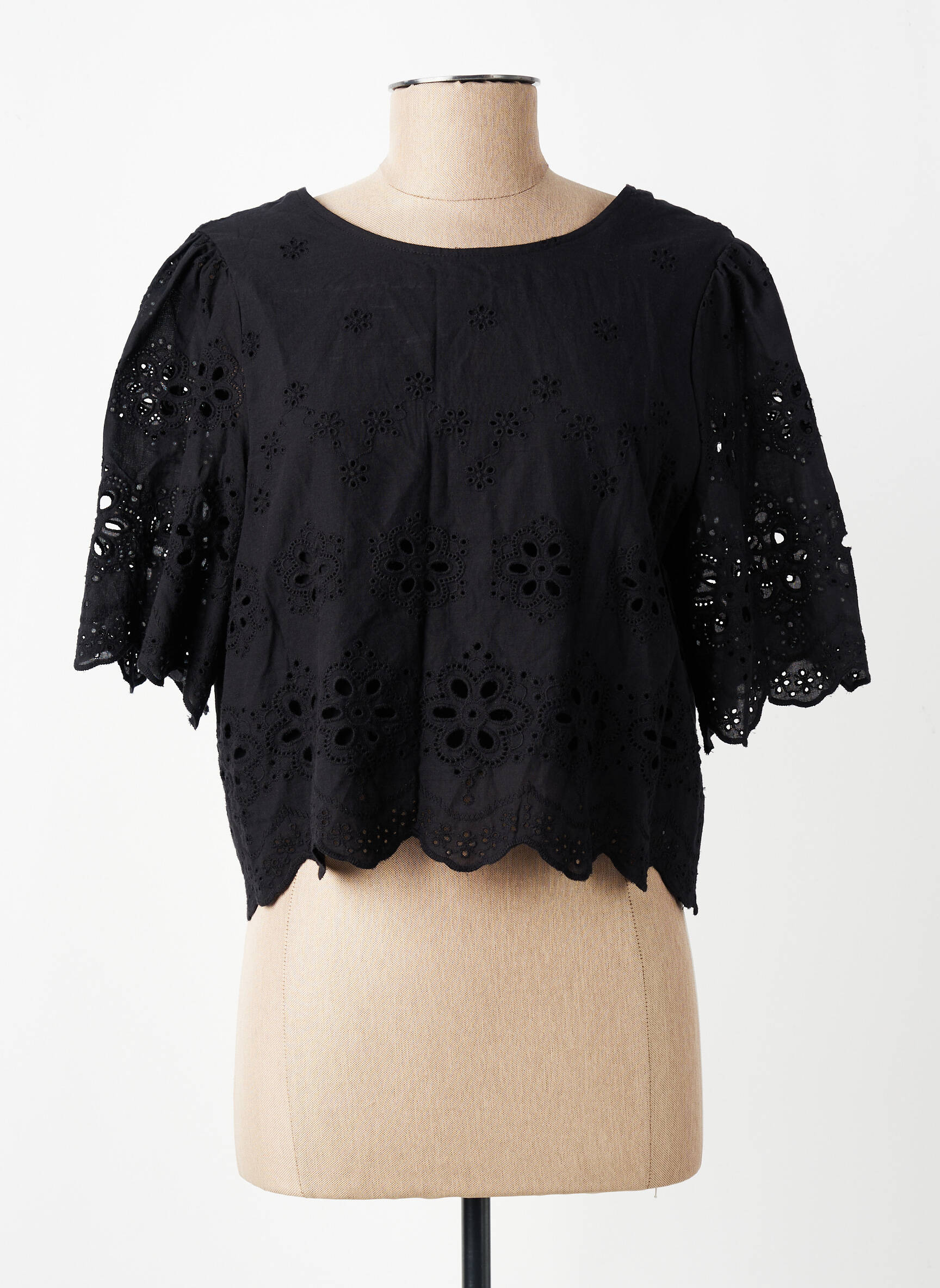 Top stretch manches courtes noir SEE U SOON femme