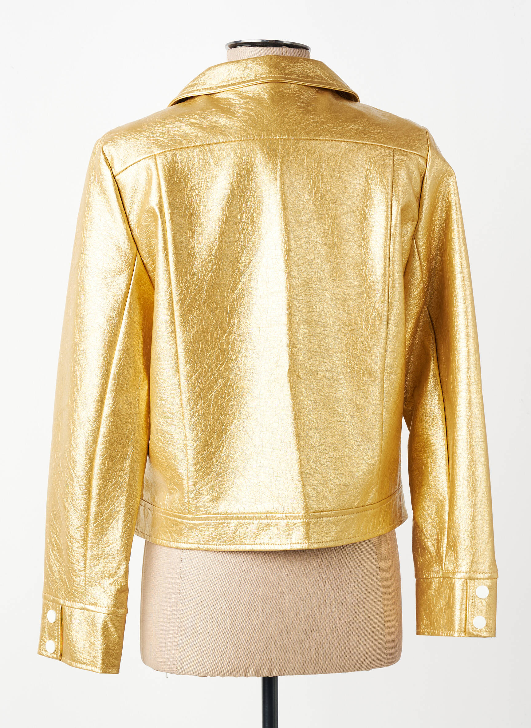 Veste simili cuir fermeture pressionnée or HIPPOCAMPE femme