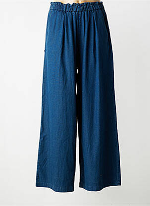 Pantalon large tissage popeline taille normale bleu SEE U SOON femme