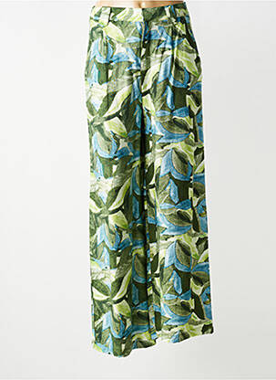 Pantalon large tissage crêpe taille haute vert SEE U SOON femme