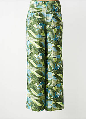 Pantalon large tissage crêpe taille haute vert SEE U SOON femme