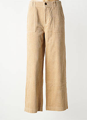 Pantalon large fermeture zippée sous rabat boutonné taille haute beige SEE U SOON femme