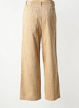 Pantalon large fermeture zippée sous rabat boutonné taille haute beige SEE U SOON femme
