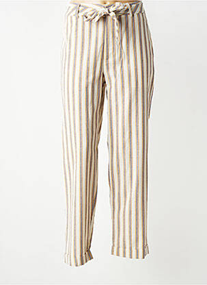 Pantalon droit tissage crêpe taille haute beige SEE U SOON femme