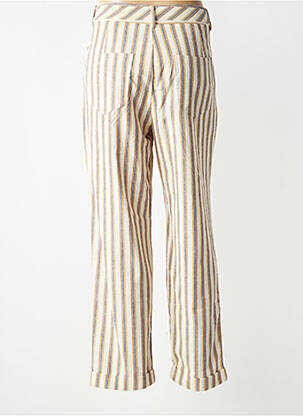 Pantalon droit tissage crêpe taille haute beige SEE U SOON femme