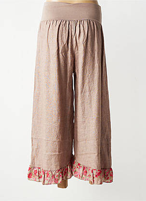 Pantalon 7/8 taille élastique marron COLETTE femme