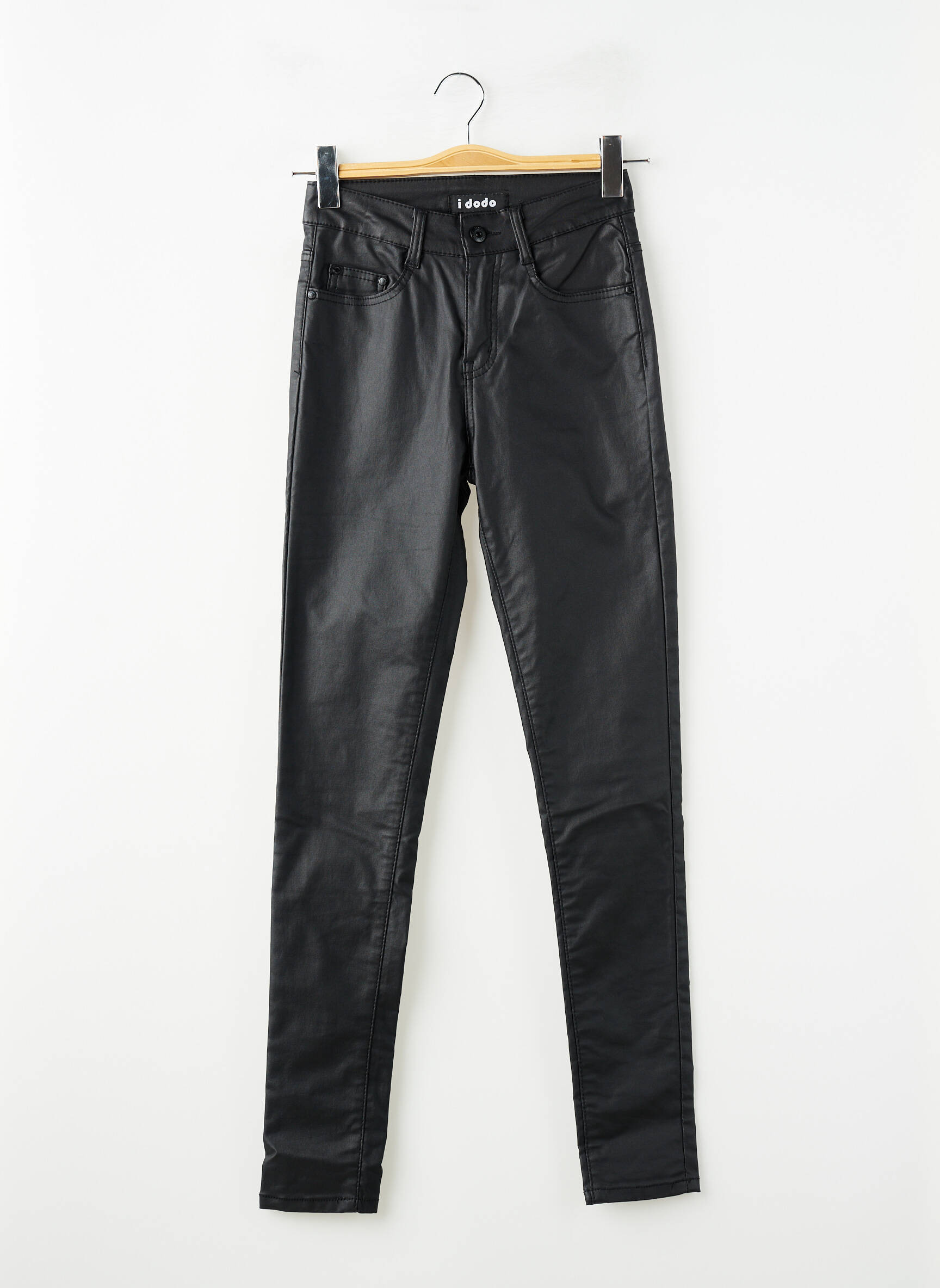 Pantalon slim taille haute taille haute noir IDODO femme