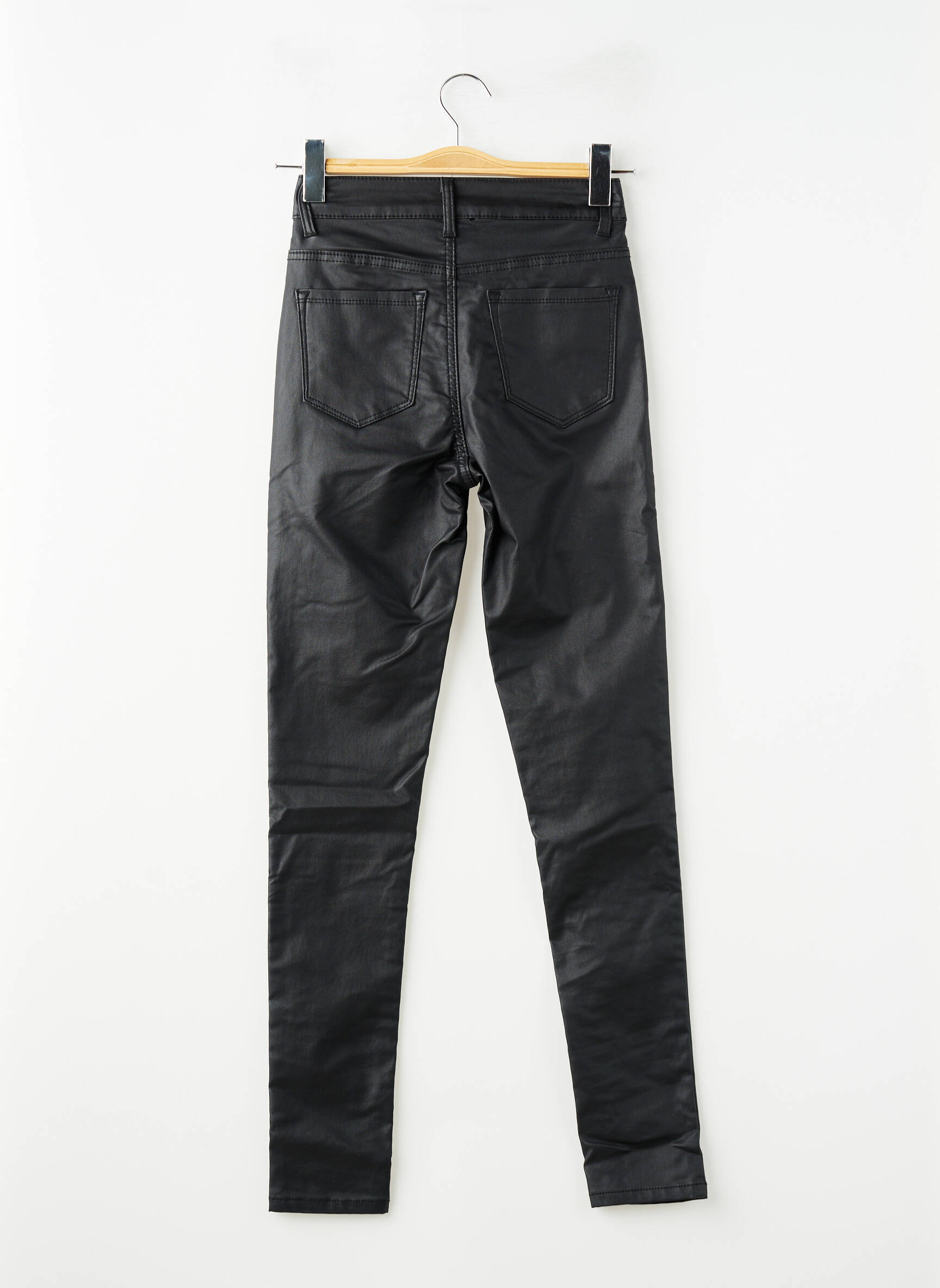 Pantalon slim taille haute taille haute noir IDODO femme