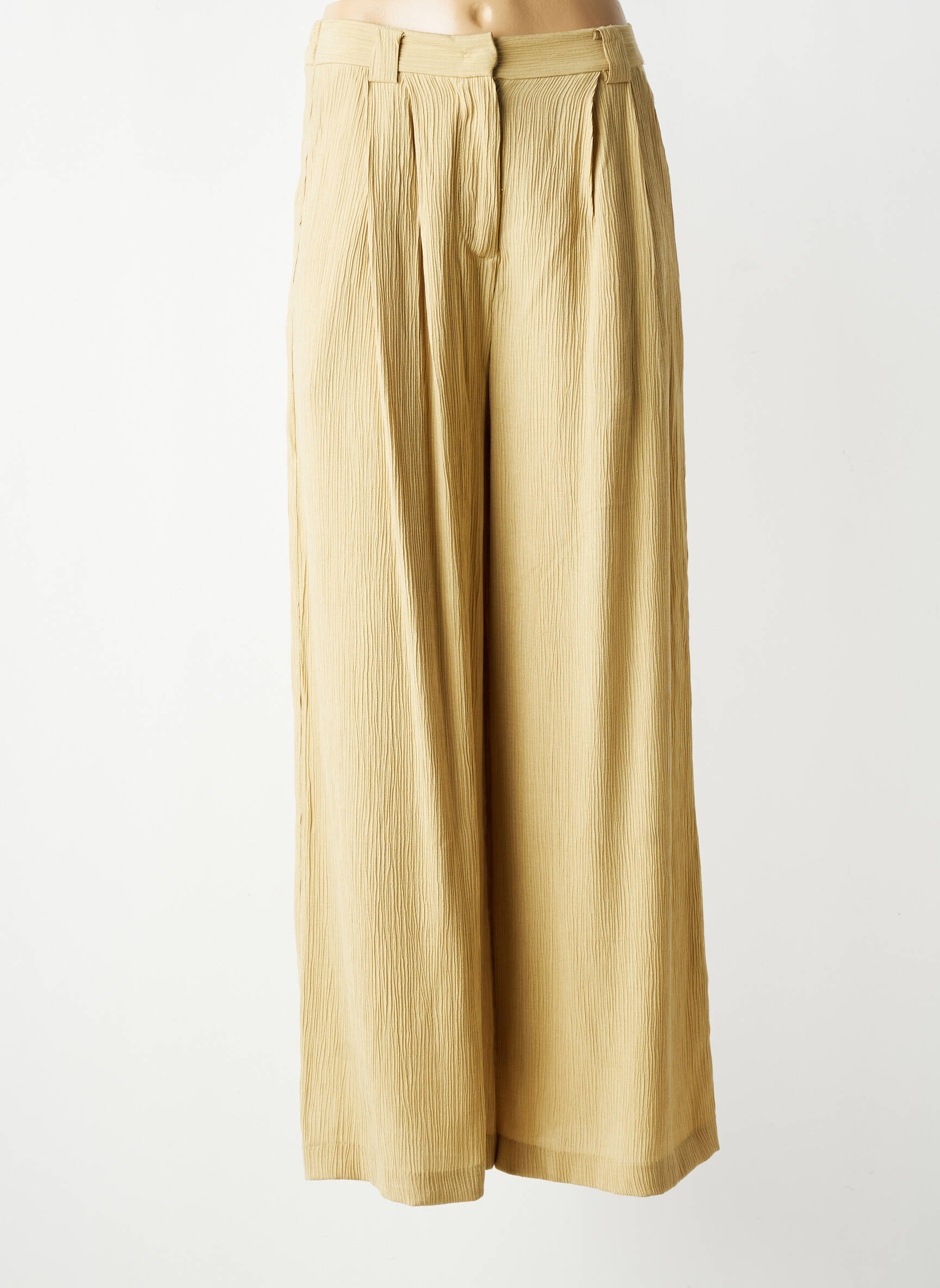 Pantalon large fermeture zippée sous rabat avec crochet taille normale beige SEASON femme