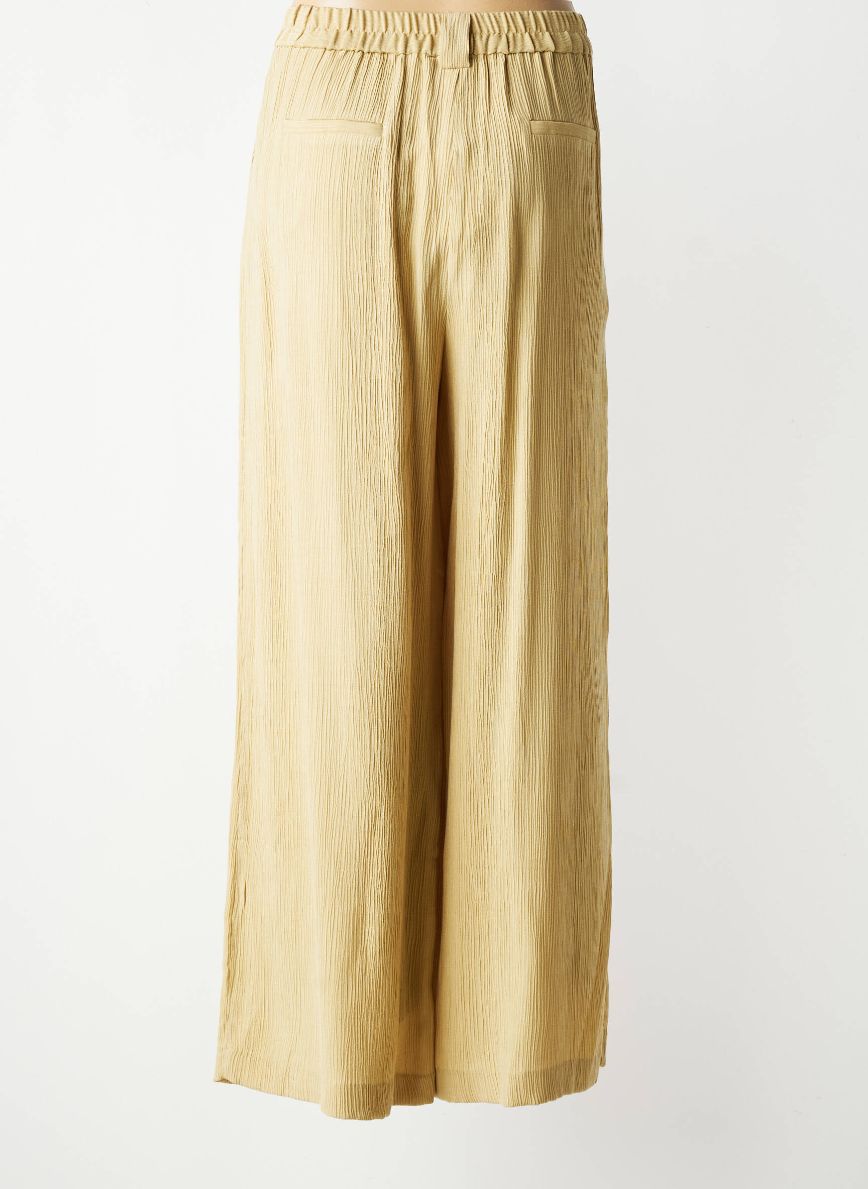 Pantalon large fermeture zippée sous rabat avec crochet taille normale beige SEASON femme
