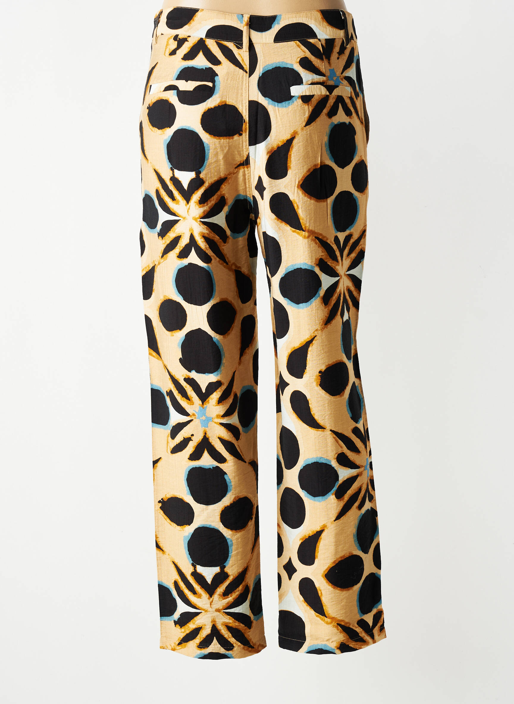 Pantalon droit tissage crêpe taille normale beige SEE U SOON femme