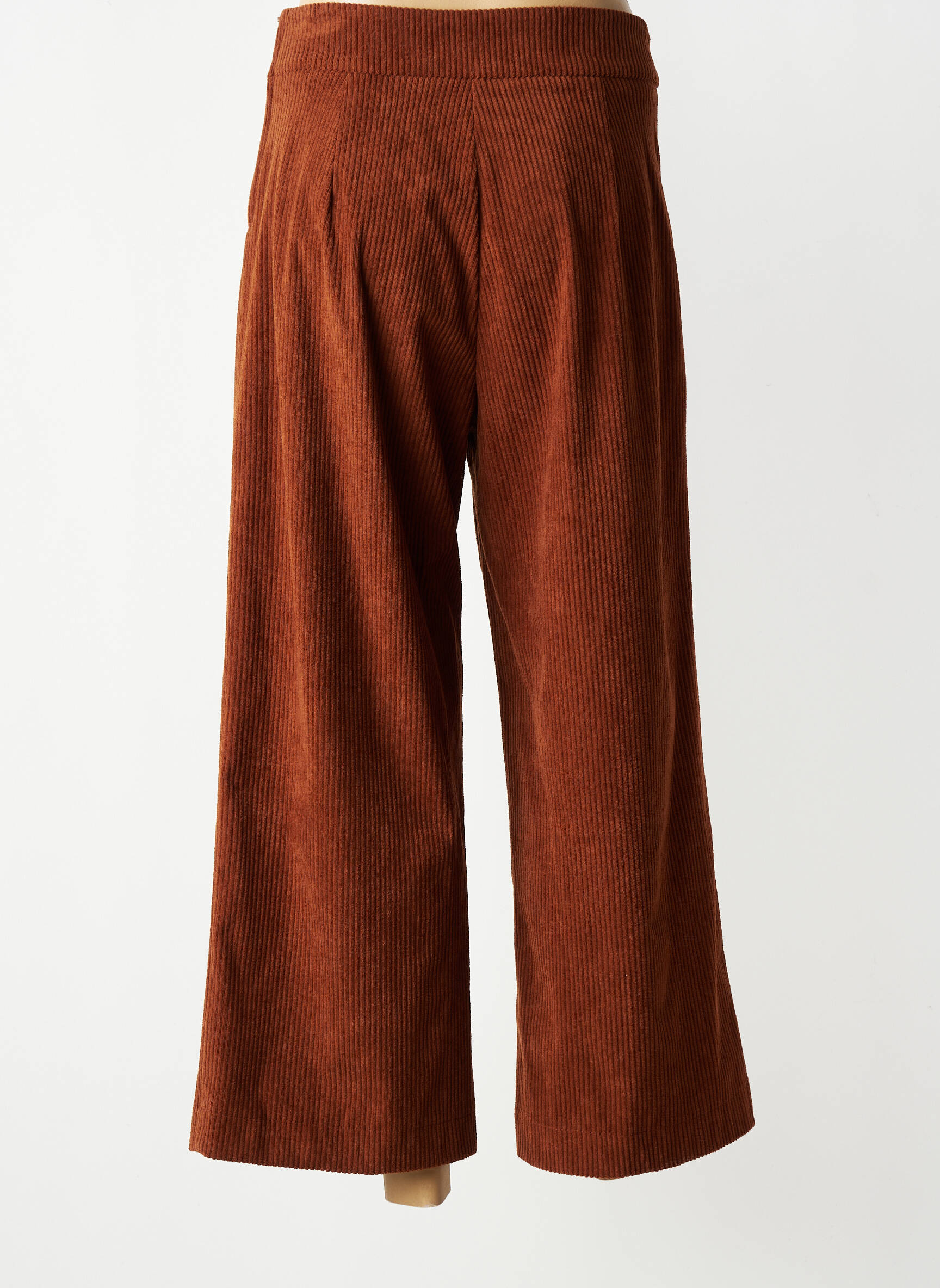 Pantalon 7/8 taille à pinces taille normale marron HIPPOCAMPE femme