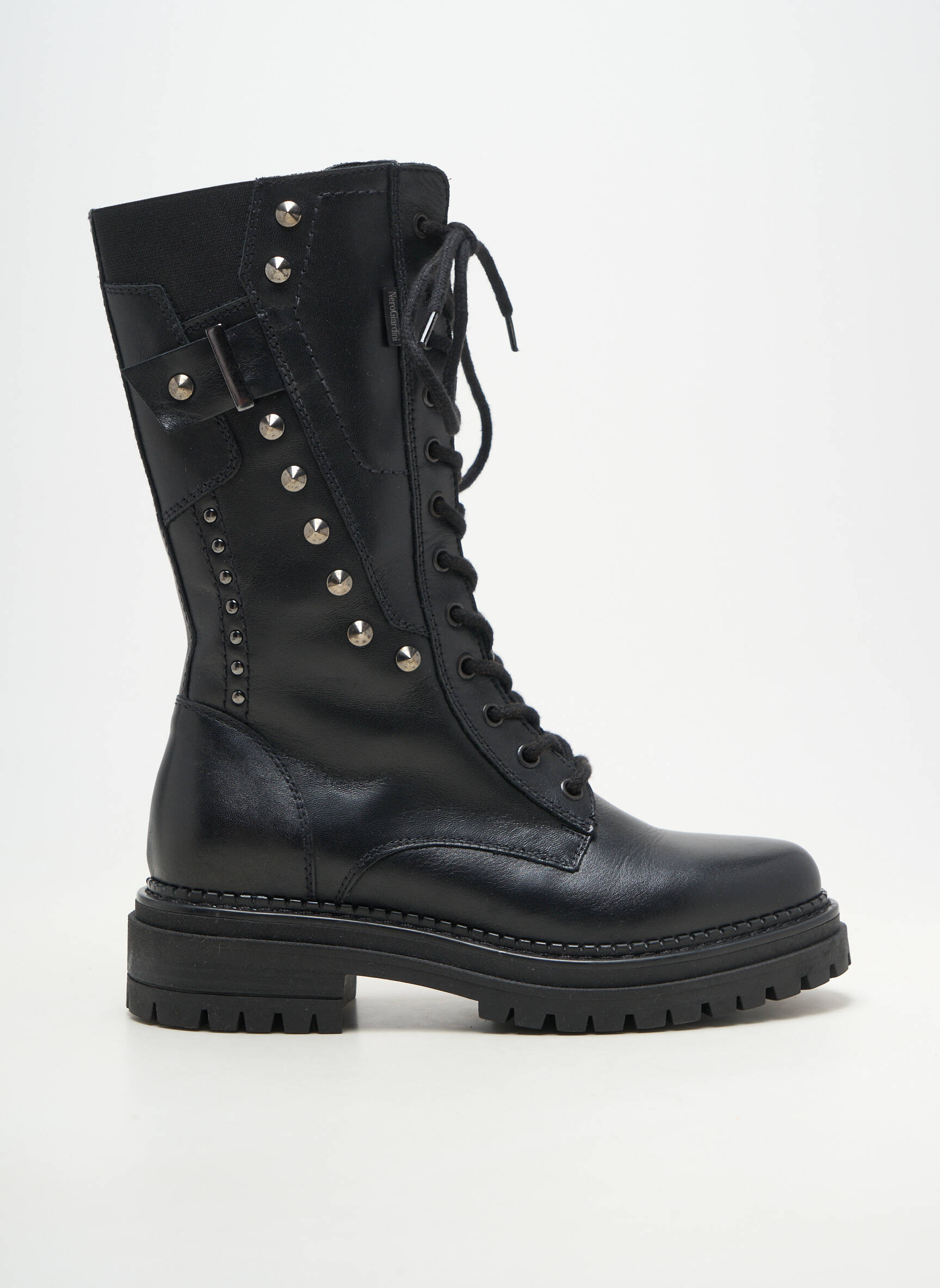 Bottines/boots fermeture zip et lacets talon plat jusqu'à 3cm noir NERO GIARDINI femme